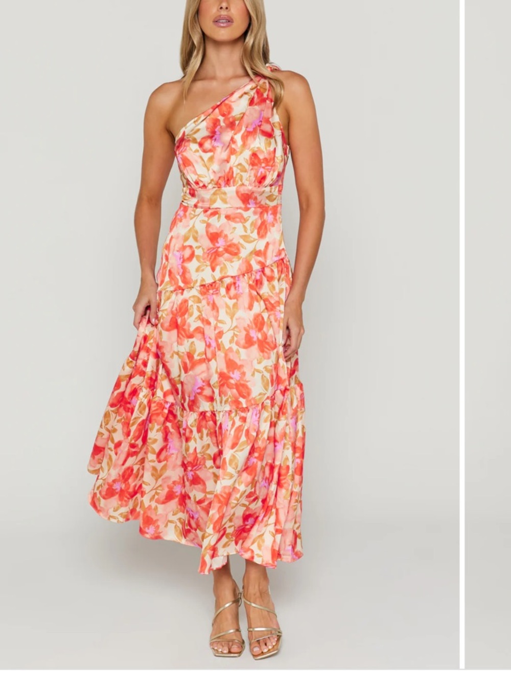 Showpo. ‘Georgine Midi Dress’ - Pink/Orange/Yellow